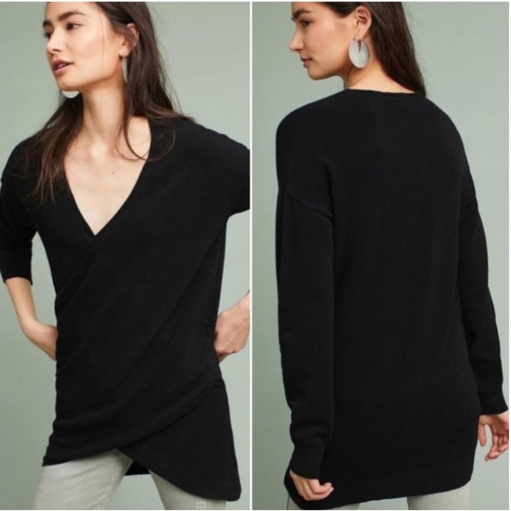 anthropologie faux wrap tunic sweater